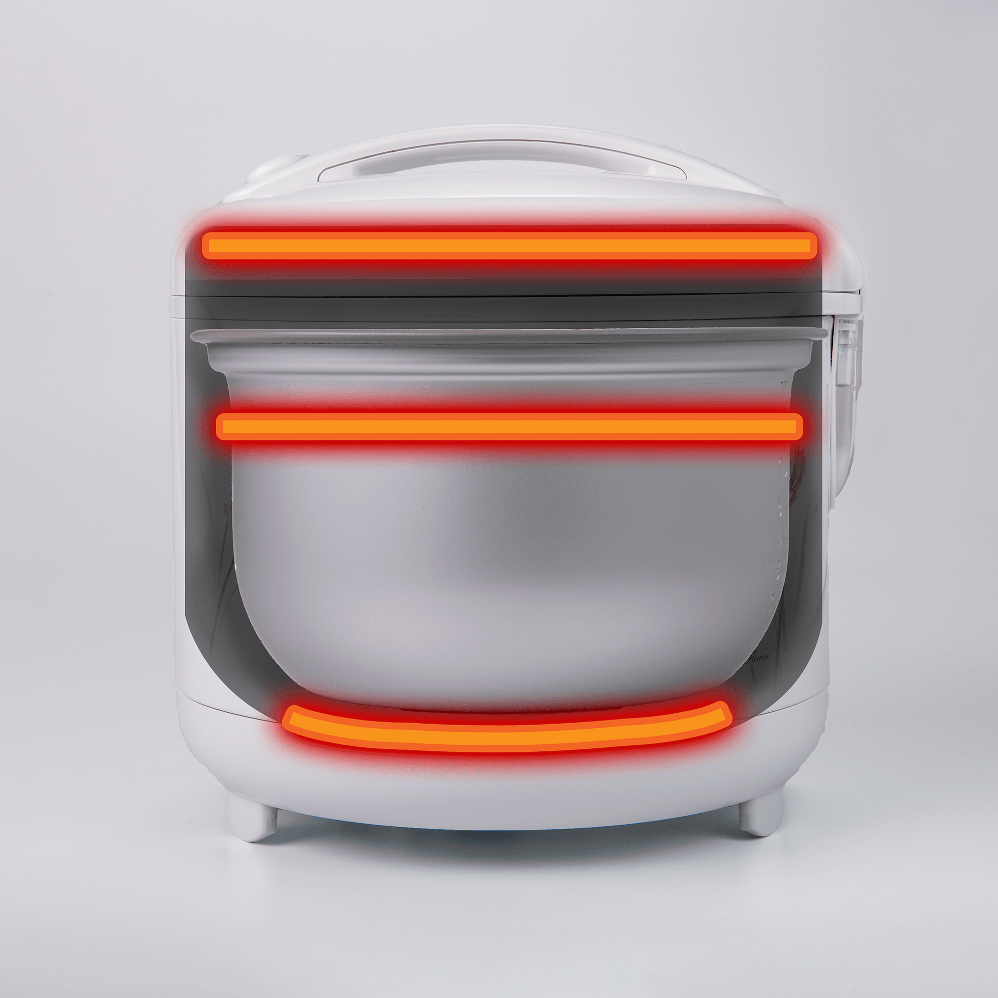 Triple heater generates ideal temperature for tasty rice