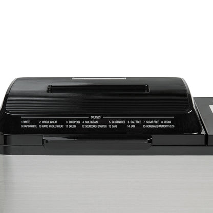 Breadmaker lid with key codes listed on the lid