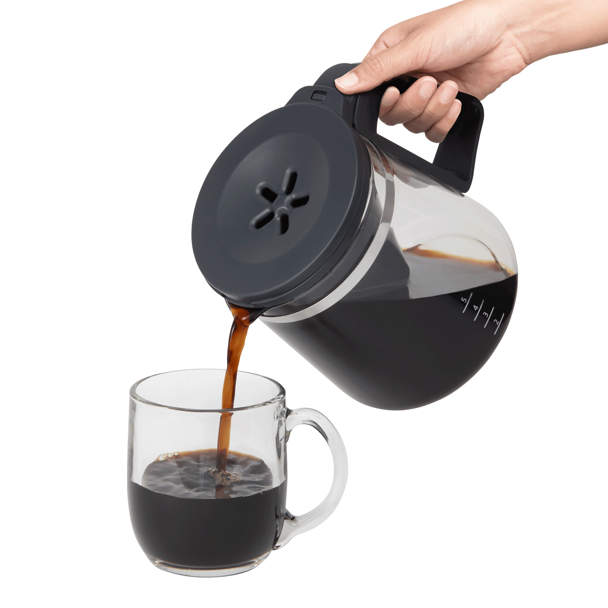 EC-DAC50 glass carafe with clean pour spout design.